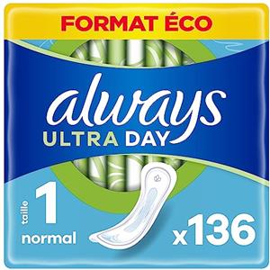 Always Assorbenti da donna ultra assorbenti Normal (taglia 1), 136 pezzi, super assorbenti e ultra sottili, per il periodo