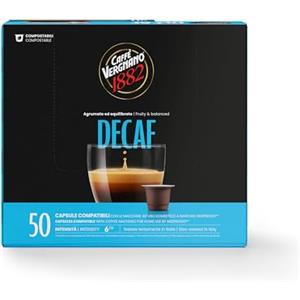 Caffè Vergnano 1882 Èspresso Capsule Caffè Compatibili Nespresso Compostabili, Decaffeinato - Pack da 50 capsule