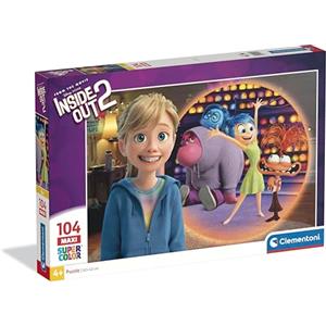 Clementoni - Puzzle per Bambini 104 Pezzi Supercolor Maxi, per Bambini 4+ Anni, Illustrazione con Personaggi dal Cartone Disney Inside Out 2, Idea Regalo, Made in Italy, 62x42 cm, 25069