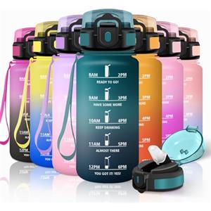 Motswedi Borraccia Bambini, 500ml con Filtro, Borraccia Motivazionale, a Prova di Perdite, Bottiglia Acqua, Riutilizzabile, Borracce Bambini per Capretti, Adulto, Palestra, Yoga, Verde Scuro & Grigio