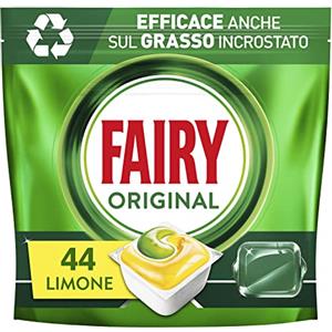 Fairy Detersivo Pastiglie Lavastoviglie Brillantante, 44 Capsule Lavastoviglie, Original Limone, Azione Pulente Al Primo Lavaggio, Efficace Sul Grasso Incrostato Con Azione Brillante
