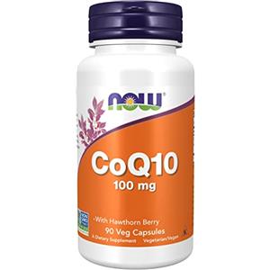 Now Foods CoQ10 (Coenzima Q10), 100mg, con Biancospino, 90 compresse vegane, Testato in Laboratorio, Senza Glutine, Senza Soia, Vegetariano, Non OGM