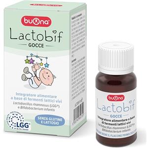 Buona Lactobif Gocce 8ml, Fermenti Lattici Probiotici Bambini con LGG®, Equilibrio Flora Intestinale, Integratore Fermenti Lattici Bambini e Probiotici per Intestino, Senza Glutine e Lattosio