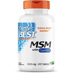 Doctor's Best, MSM, con OptiMSM, 1.500mg, 120 Compresse vegane, Altamente Dosato, Testato in Laboratorio, Senza Soia, Senza Glutine, non OGM, Zolfo Naturale