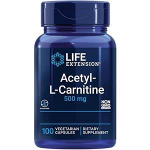 Life Extension, Acetyl-L-Carnitin, 500mg, con Vitamina C, Dose Elevata, 100 Capsule vegane, Testate in Laboratorio, Senza Glutine, Vegetariane, Senza Soia, Non OGM