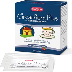 Buona Circadiem Plus Melatonina Bambini e L Teanina, 20 Bustine Orosolubili, Senza Glutine e Lattosio, Melatonina per Dormire con Vitamina B6, Made in Italy
