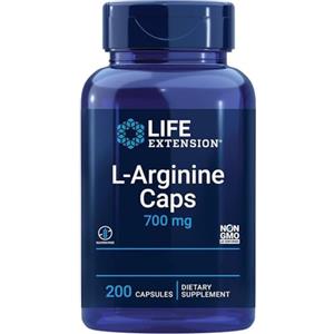 Life Extension, L-Arginina, 700 mg, Alta Dose, 200 Capsule vegane, Testate in Laboratorio, Senza Glutine, Vegetariane, Senza Soia, Senza OGM