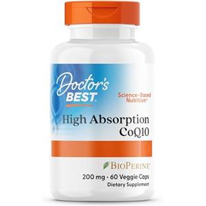 Doctor's Best, High Absorption CoQ10, con BioPerine, 200mg, 60 Capsule vegane, Testato in Laboratorio, Senza Glutine, Senza Soia, Vegetariano