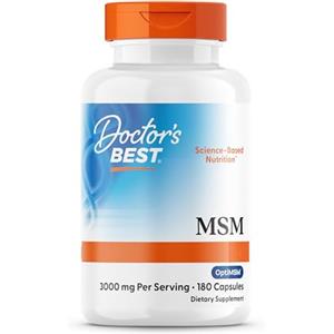Doctor's Best, MSM con OptiMSM, 1.000mg, 180 Capsule, Altamente Dosato, Testato in Laboratorio, Senza Soia, Senza Glutine, non OGM, Zolfo Naturale
