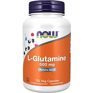 Now Foods, L-Glutamine (L-Glutammina), 500 mg, 120 Capsule vegan, Testato in Laboratorio, Aminoacido, Senza Glutine, Senza Soia, Vegetariano