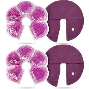 SURGICALMED Set 2x2 Impacchi Freddo-Caldo per Seno, Gel Atossico in PVC Morbido, per Allattamento, Uso da Freezer o Microonde, con 2 Fodere, Viola