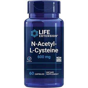 Life Extension, N-Acetyl-Cysteine (NAC), 600mg Depot, 1 Capsula ogni 3 Giorni, 60 Capsule vegane, Testato in Laboratorio, Vegetariano, Senza Glutine, Senza Soia, Non OGM