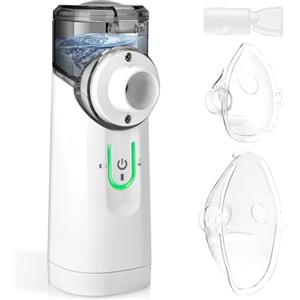 Pmgud Aersol Portatile Silenzioso per Bambini e Adulti, Ricaricabile Macchina Aerosol,Elettrico Nebulizzatore Apparecchio Aerosol con 2 Maschere e Boccaglio, per Viaggi e Uso Domestico