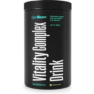 GymBeam Vitality Complex Drink - Multivitaminico in Polvere con Vitamine e Minerali, 23 Principi Attivi, L-Glutammina, Inulina e Maca per Immunità, Nervi, Energia (360 g, Mela verde)