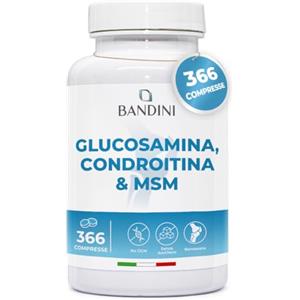 Bandini® Glucosamina Condroitina MSM 366 Compresse con Vitamina C | Per Articolazioni e Cartilagini | Formula Completa con 600mg di Glucosamina, 100mg di Condroitina e di MSM per dose giornaliera