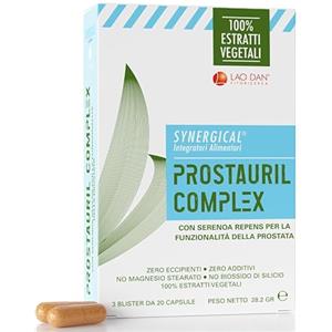 LAO DAN Prostauril Complex Lao Dan®, 60 Cps Serenoa Repens Prostata Integratore, Saw Palmetto 400mg con Zinco 10mg, per Funzionalità della Prostata, 100% estratti Premium Quality, Zero additivi, Made in Italy