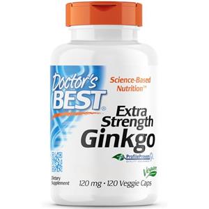 Doctor's Best, Extra Strength Ginkgo (Ginkgo di Forza Extra), 100mg, 120 Capsule vegane, Testato in Laboratorio, Vegetale, Senza Glutine, Senza Soia, Vegetariano