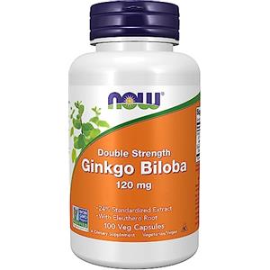 Now Foods, Double Strength Ginkgo Biloba, 120mg, 100 Capsule vegane, Testato in Laboratorio, Senza Soia, Senza Glutine, Vegetariano, Non-GMO