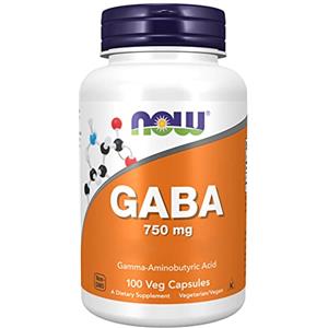 Now Foods, GABA (Acido Gamma-Aminobutirrico), 750 mg, Altamente Dosato, 100 Capsule vegane, Testato in Laboratorio, Senza Soia, Senza Glutine, Non OGM