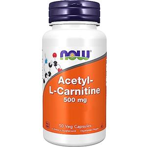 Now Foods, Acetyl-L-Carnitin, 500 mg, 50 Capsule vegan, Testato in Laboratorio, Aminoacido, Senza Glutine, Senza Soia, Vegetariano