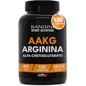Bandini® AAKG Arginina Alfa-Ketoglutarato in Rapporto 2:1-120 Compresse 100% Vegan (1000mg per compressa) - Integratore di L-Arginina Alpha Chetoglutarato per Sportivi per Pre Workout potente