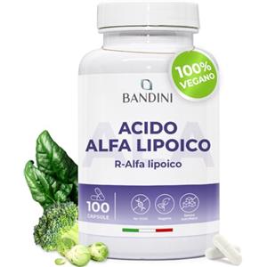 Bandini® Acido Alfa Lipoico ALA a Rilascio Ritardato | 100 Capsule | Adatte ad un'alimentazione Vegana | Assorbimento massimo | Antiossidante naturale | Protegge dallo Stress Ossidativo | 100% Vegan