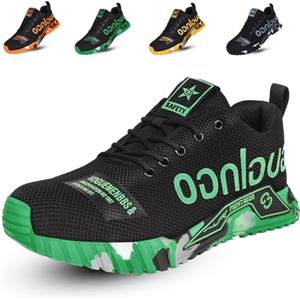 artSew Scarpe Antinfortunistiche Uomo Donna Leggere Scarpe da Lavoro con Punta in Acciaio Comode Traspiranti Scarpe Sicurezza Ammortizzazione Sportive Antinfortunistica Antiscivolo (Verde, 46 EU)