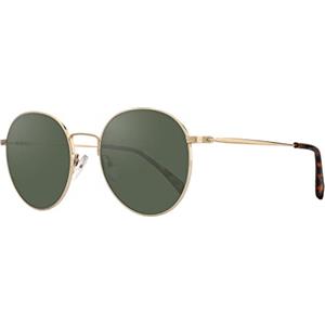 zerOne five - Occhiali da Sole - 915B - Occhiali da Sole Rotondi in Metallo Unisex (Oro/Verde)