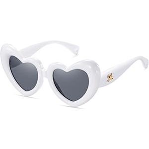 SHEEN KELLY Occhiali da sole a forma di cuore gonfiati per donne uomini Vintage Love Trendy Retro Thick Frame Party Y2K Fashion Eyewear