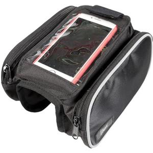 ON BIKE Borsa Porta Smartphone Universale per Bici 19x17x13 cm con Tasche Laterali - Touchscreen Trasparente, Impermeabile, Fissaggio Manubrio, Comoda e Capiente