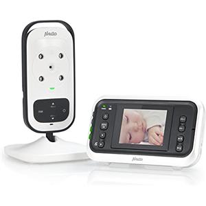 Alecto DVM75 Baby Monitor con telecamera - Baby Monitor con visione notturna - Baby Monitor da interno con allarme e schermo da 2,4 pollici - Bianco/Grigio