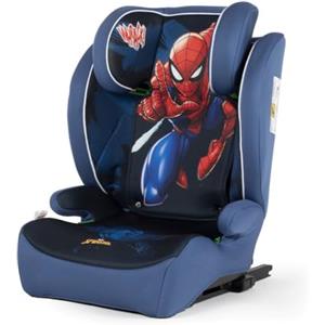Tataway Marvel Seggiolino auto Spiderman con attacco ISOFIX per la sicurezza dei bambini con altezza da 100 a 150 cm con grafiche del supereroe uomo ragno su fondo blu