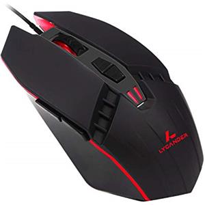 LYCANDER - Mouse ottico con cavo USB (1.5m), DPI regolabile fino a 6400, 7 pulsanti, LED