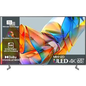 Hisense 65" ULED Mini-LED 4K 2023 65U62KQ, Smart TV VIDAA U6, Dolby Vision, HDR 10+, Game Mode Plus, Alexa Built-in, VIDAA Voice, Tuner DVB-T2/S2 HEVC 10, lativù 4K