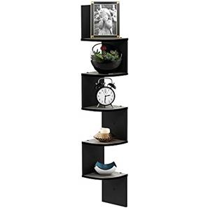 Furinno Rossi Libreria, Grigio/Nero (French Oak Grey/Nero), 5 livelli rotondi