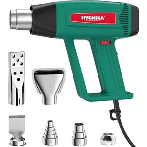 HYCHIKA BETTER TOOLS FOR BETTER LIFE HYCHIKA Pistola Termica Professionale, 60℃- 600℃ Temperatura Variabile Continua, Motore in Rame Puro da 1800W, Protezione da Sovraccarico, 6 Ugelli per Sverniciare, Termoretraibile