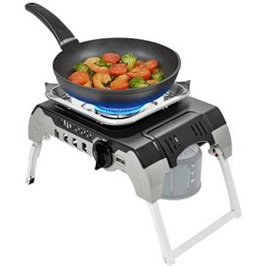 Amig - Camping Gas Möunt - Fornello a Gas Portatile per Esterni - con Supporto in Acciaio Inox e Regolatore di Fiamma - Potenza 2,4 kW - Per Escursioni e Campeggio - Certificato CE