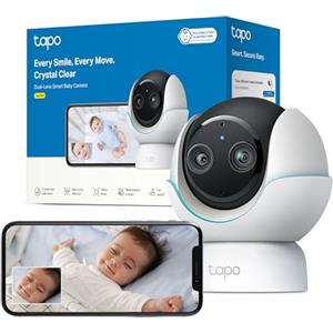 Tapo C840 4MP+2MP Telecamera WiFi Interno a Doppia Lente, Baby Monitor con Visione Notturna, Allarme Urlo, Volto Coperto, Report Sonno, Ninne Nanne e Rumore Bianco, Luce Notturna, MicroSD fino a 512GB