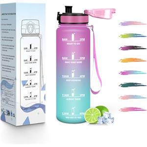 HoneyHolly Borraccia, 500ML A prova di perdite Borraccia Motivazionale, Riutilizzabile Borracce Bambini, Semplice e Portatile, Bottiglia Acqua per Corsa, Bicicletta, Lavoro, Scuola, Water Bottle