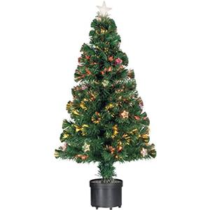 BAKAJI Albero di Natale in Fibra Ottica Modello Stars Alto 180 cm con Punte Luminose e Puntale Stella