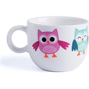 Excelsa Animals Tazza caffè Gufo, 70 ml, Porcellana, Bianco