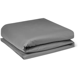 Amazon Basics Copripiumino Deluxe, 100% Cotone Raso 400TC, Extra Morbido con Bottoni Automatici, 135 x 200 cm, Grigio Scuro