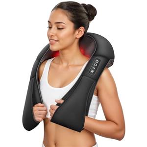 COMFIER Massaggiatore per Cervicale con Funzione Riscaldante, Massaggiatore Schiena con Massaggio Profondo dei Tessuti 4D, Massaggiatore Shiatsu con Testine Rotanti per un Massaggio, Regali Uomo