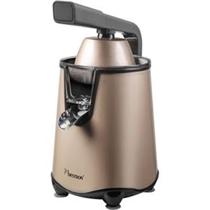 Bestron Spremiagrumi elettrico, spremiagrumi con funzione di arresto e filtro polpa in acciaio inox, con 2 coni, capacità 450 ml, leva soft pressa per un facile utilizzo, colore: beige