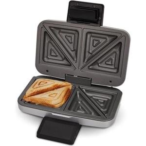 Cloer 6259 Tostiera per Sandwich/Tramezzini, Toast Americano per Farciture XXL, 900 W, spia di cottura, rivestimento antiaderente, color argento