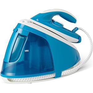 Amazon Basics Ferro da Stiro a Vapore con Caldaia e Pompa a 6 bar, Colpo di Vapore 240g/min, Vapore Continuo 120g/min, Serbatoio da 1,5 L, 2400 W, Colore Bianco/Blu