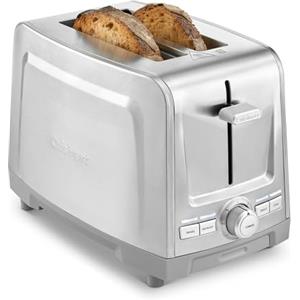 Cuisinart Tostapane Core a 2 fessure | Fessure lunghe per pane artigianale | Funzione bagel | Scongelamento | Singola fessura | Compatto | Vassoio raccogli briciole rimovibile - Acciaio inossidabile
