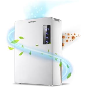 Wintem Urano Deumidificatore Compatto Silenzioso - Deumidificazione Intelligente 65 Watt - Serbatoio 2200 ml con Sistema di Autospegnimento - Purificatore d'Aria - Display LED Touch