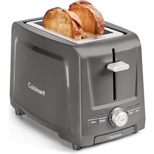 CUISINART Tostapane a 2 fette Cuisinart Core | Fessure lunghe per pane artigianale | Funzione bagel | Scongelamento | Singola fetta | Compatto | Raccolta briciole rimovibile - Grigio pietra