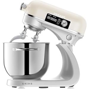 DREAME MX60 Impastatrice Design a Doppio Gancio Brevettato, Motore CC Silenzioso da 800 W e Ciotola da 6 L, Display Digitale Intelligente, 12 Velocità e Numerosi Accessori